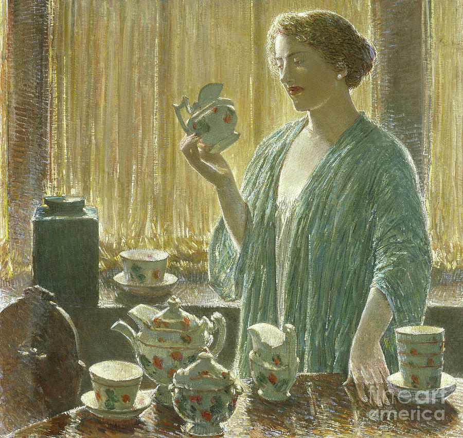 Strawberry Tea Set, 1912 Painting by Childe Hassam