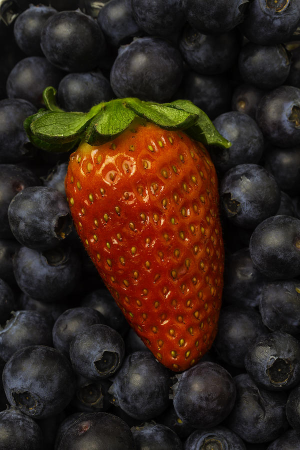 Strawberry Photograph - Strawberry With Blueberries by Garry Gay