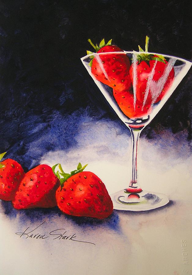 Strawberrytini Painting by Karen Stark