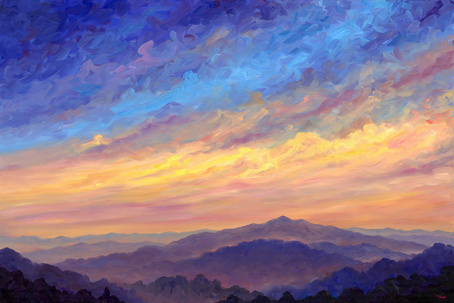 Sunset Painting - Streaking Sky over Cold Mountain by Jeff Pittman