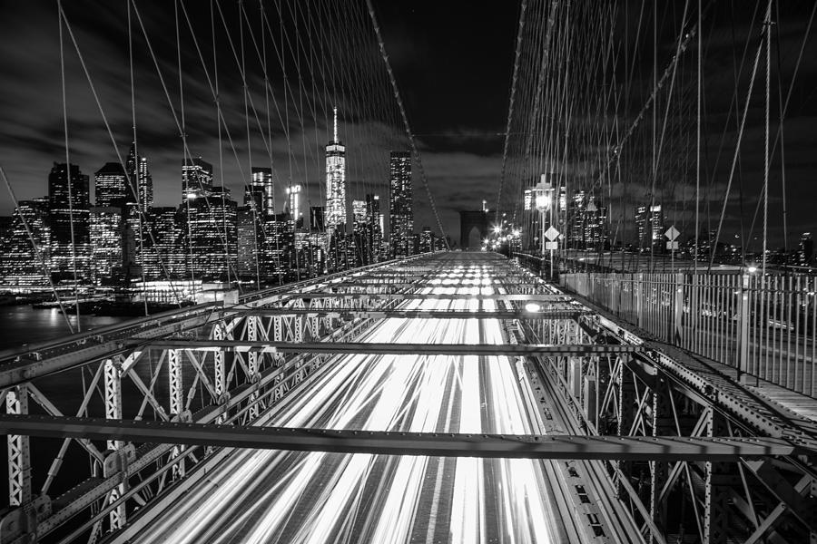 Streaks and Brooklyn Bridge  Photograph by John McGraw