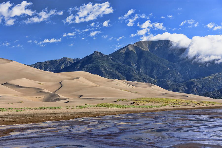 Stream and Dunes and Mountains and Sky Photograph by Betty Eich