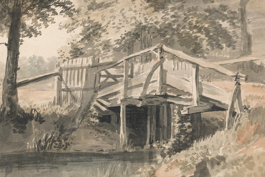 Stream and Wooden Bridge Painting by Paul Sandby