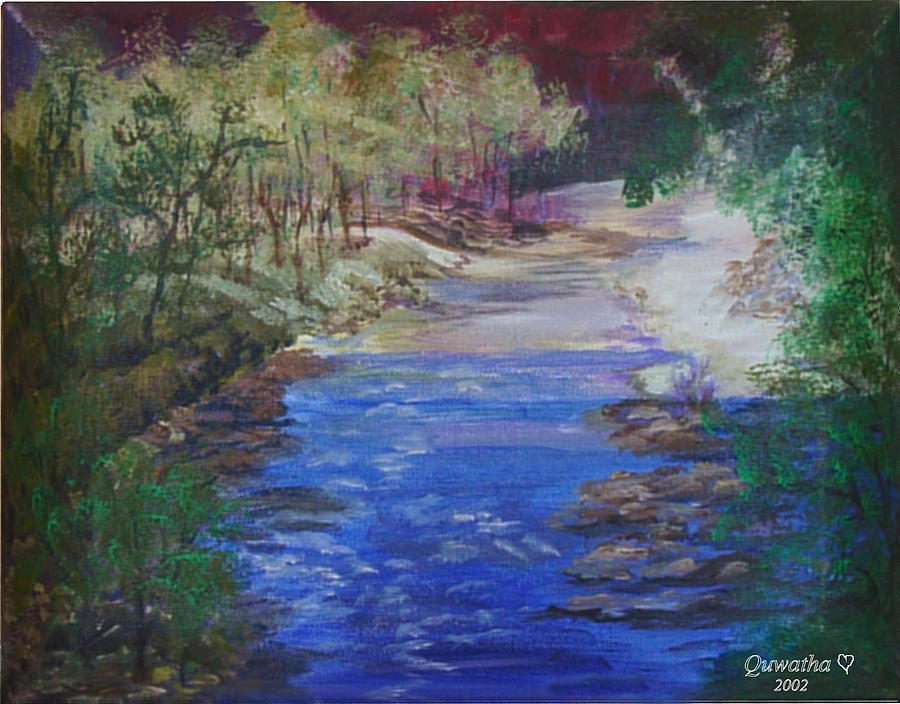 Stream at Yosemite Painting by Quwatha Valentine