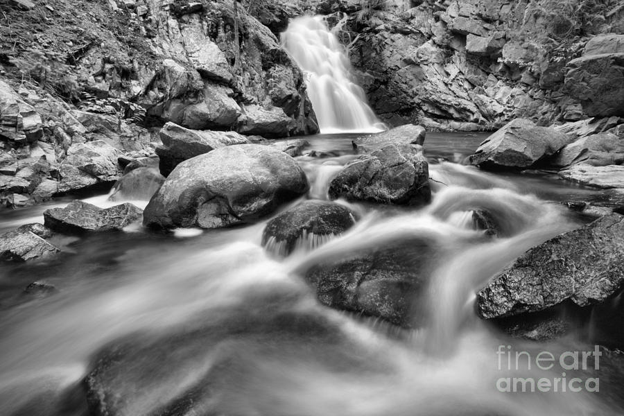 Streaming Below Falls Creek Falls Black And White Photograph by Adam Jewell