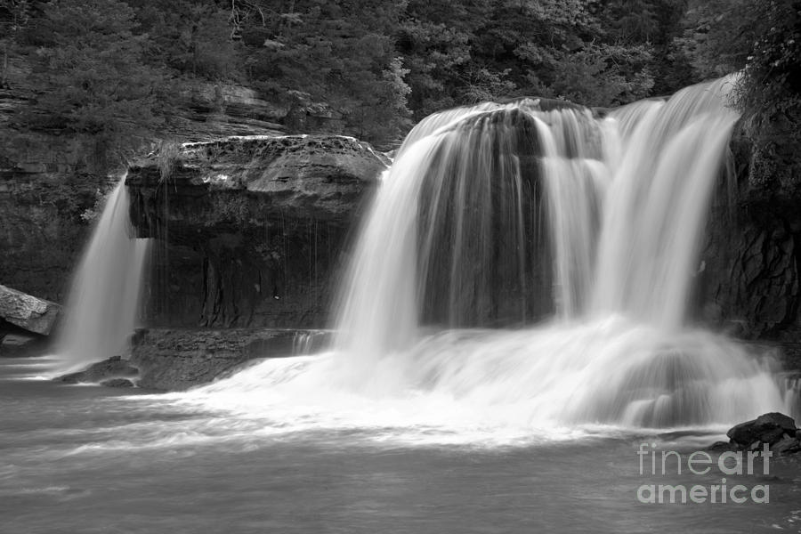 Streaming Over Cataract Falls Black And White Photograph by Adam Jewell