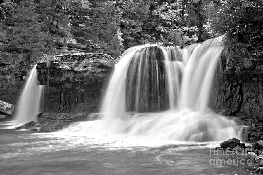 Streams Of Cataract Falls Black And White Photograph by Adam Jewell