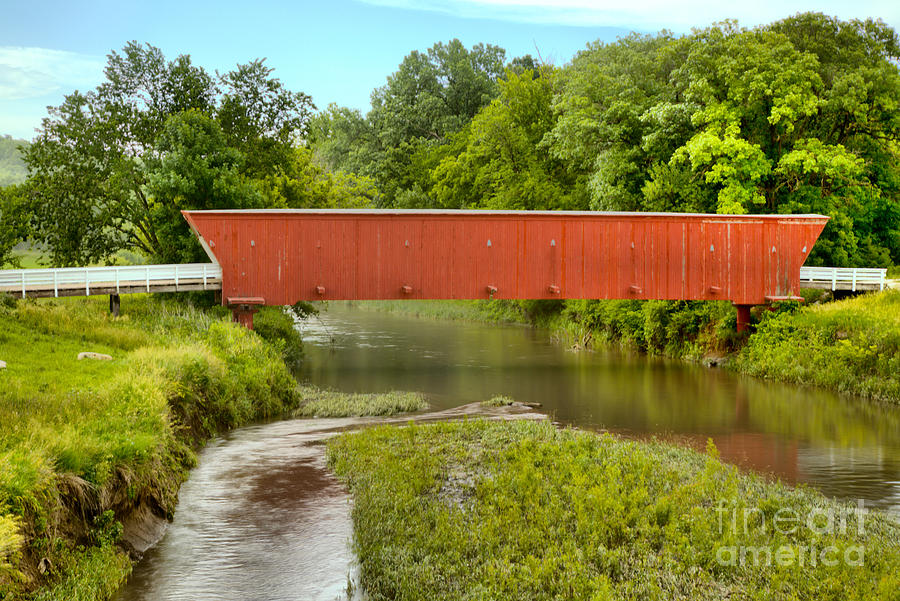 Bridge Photograph - Streams Under The Hogback Covered Bridge by Adam Jewell