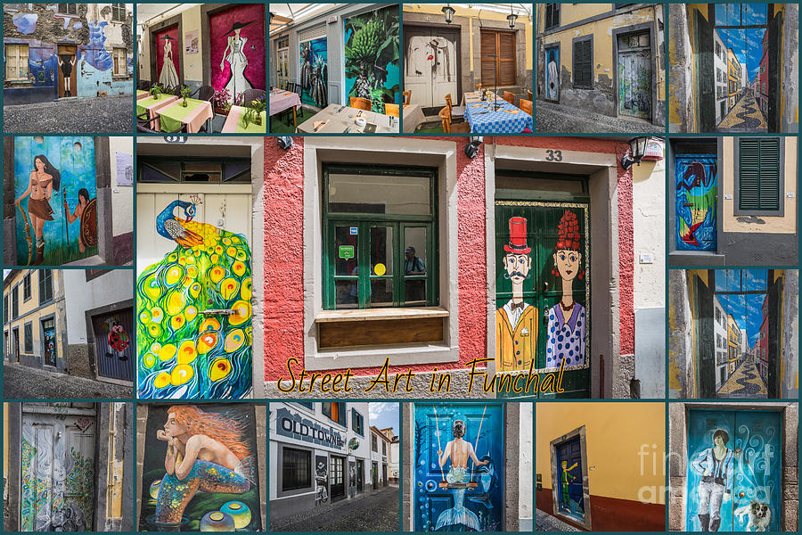 Street Art in Funchal Collage Photograph by Eva Lechner