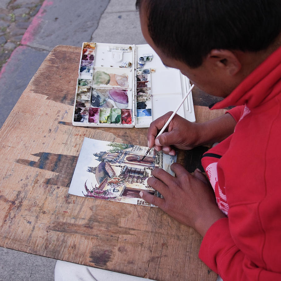 Street artist in Antigua, Guatemala Photograph by Tatiana Travelways
