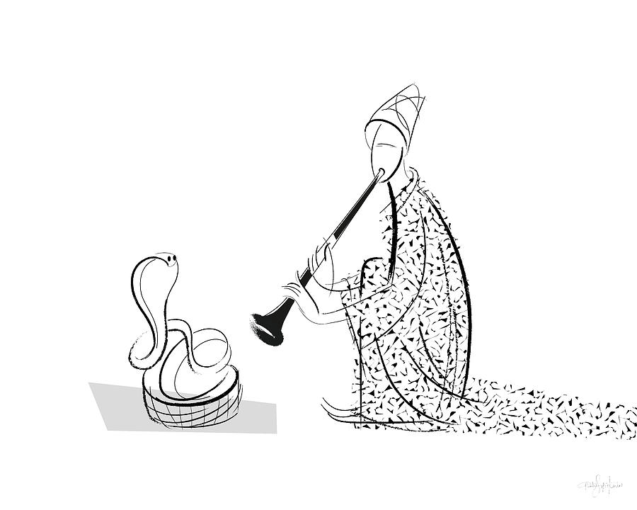 Snake Digital Art - Street Artists. The Snake Tamer by Gala Sofie Kuhn Snake Digital Art - Street Artists. The Snake Tamer by Gala Sofie Kuhn