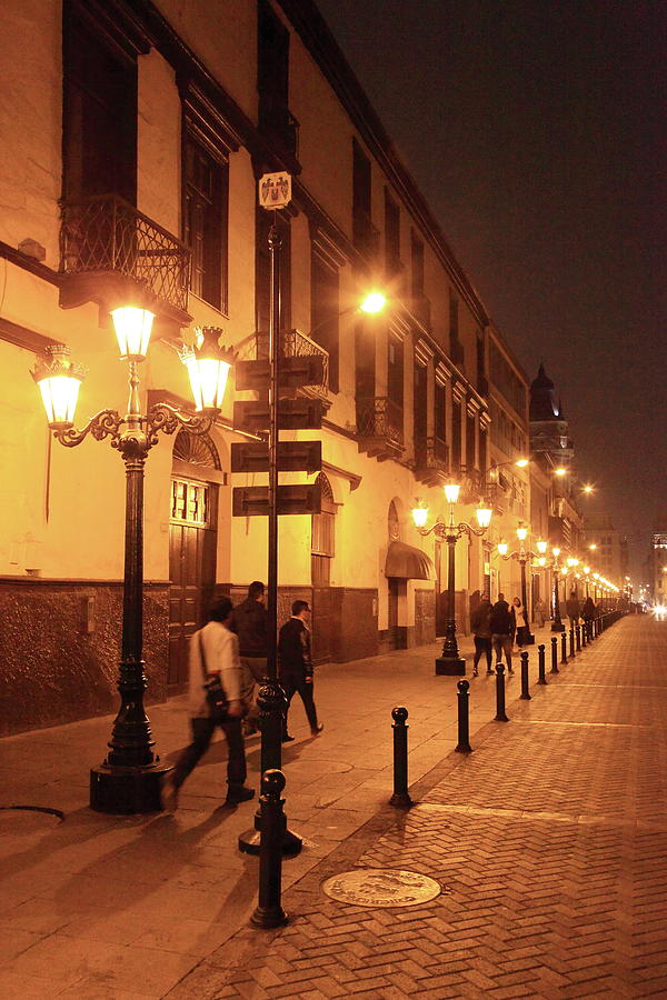 Street at Night, Lima Peru Photograph by Roupen Baker
