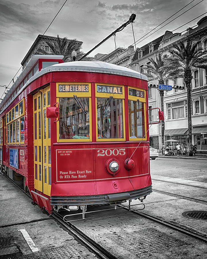 Street Car Crossing Bourbon Street Photograph by Susan Rissi Tregoning
