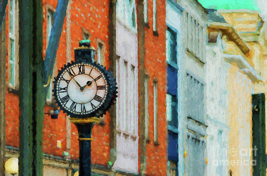 Street clock in Cork Digital Art by Les Palenik