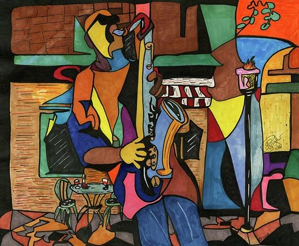 Street Corner Jam Session Drawing by Jean Pugh - Fine Art America