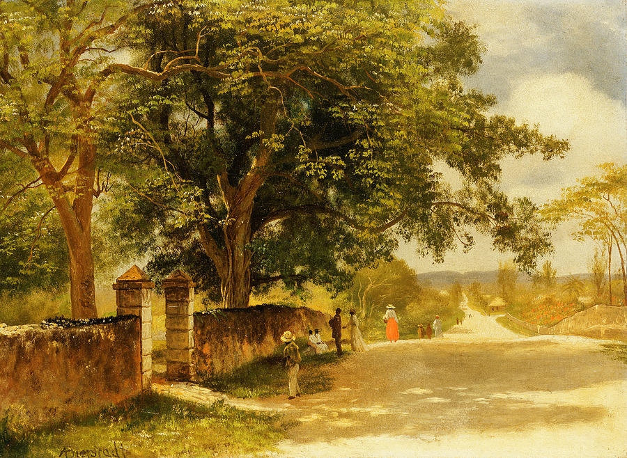 Street in Nassau Painting by Albert Bierstadt