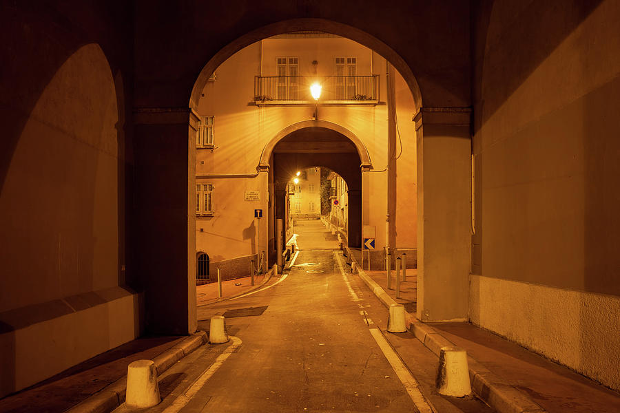 Street in Nice City at Night Photograph by Artur Bogacki