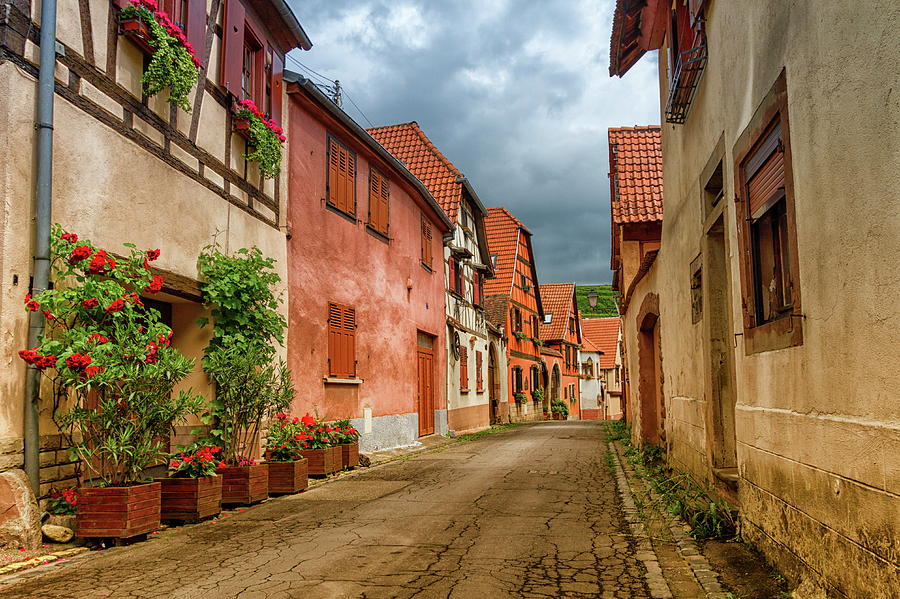 Street in Obernai city, France Photograph by Elenarts - Elena Duvernay photo