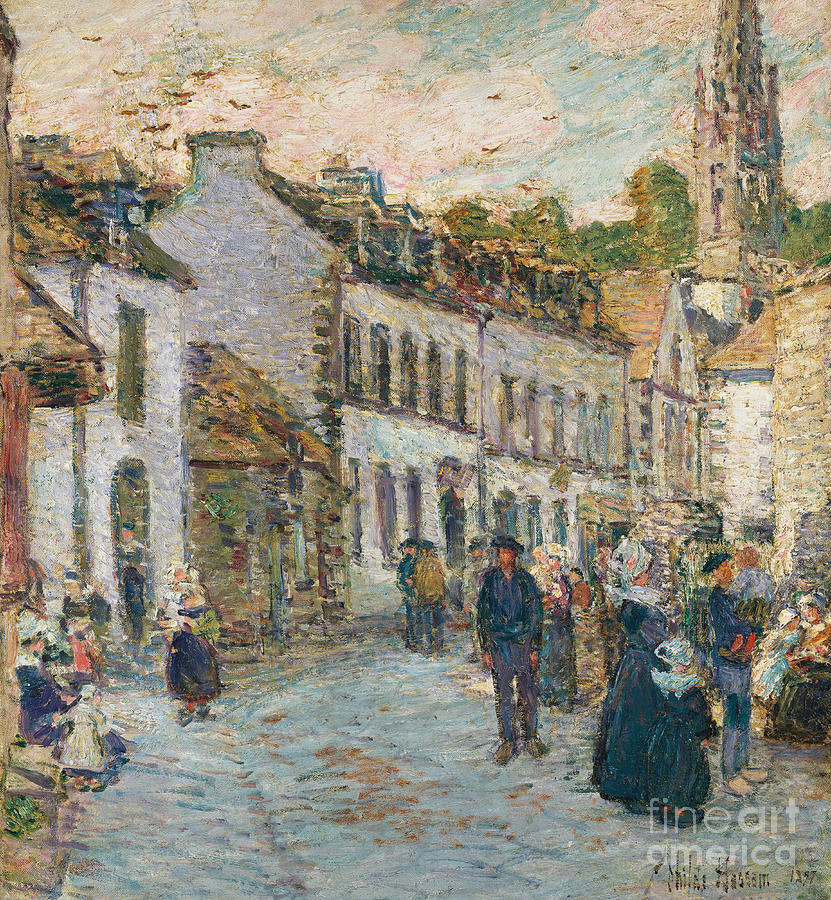 Street in Pont Aven Painting by Childe Hassam