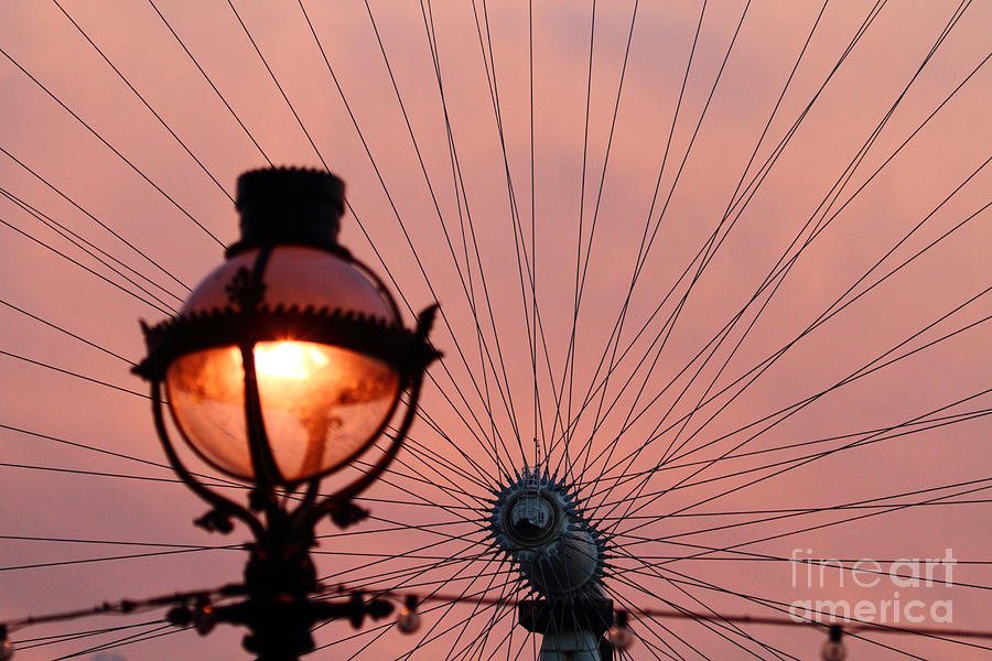 Street Lamp and Spokes Photograph by James Brunker