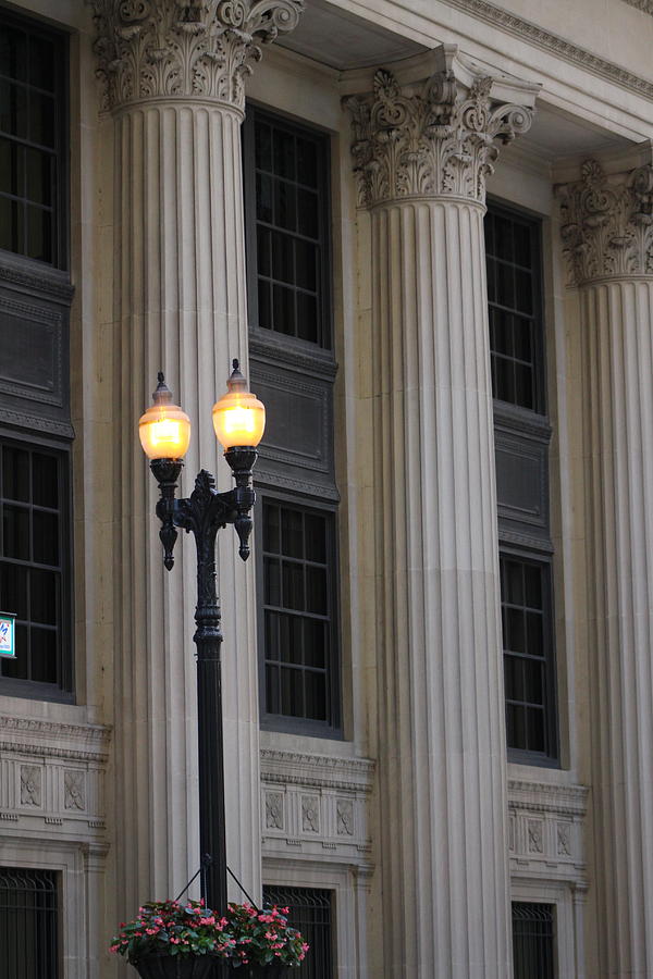 Street Lamp in Front of Corinthian Columns Photograph by Colleen Cornelius