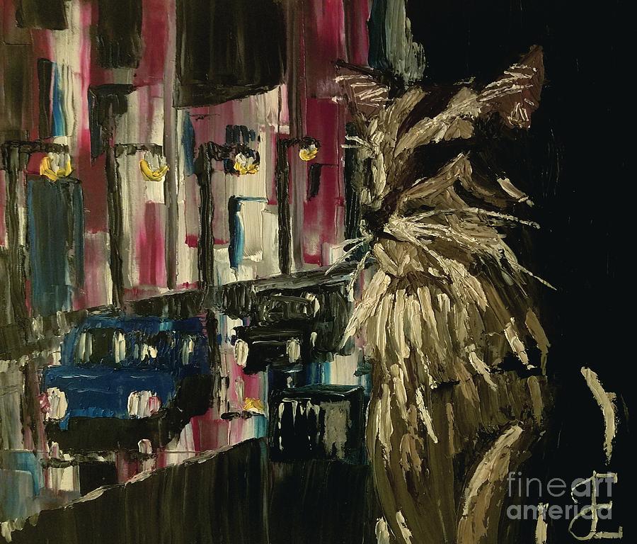 Cars Painting - Street lights by Esmeralda Acupan Cars Painting - Street lights by Esmeralda Acupan