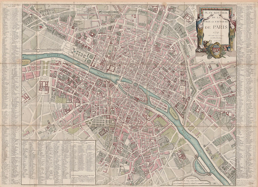 Street map of the city and suburb of Paris - 1774 Mixed Media by ...