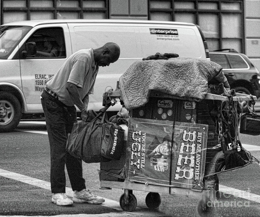 Street Merchant NYC Black White  Photograph by Chuck Kuhn