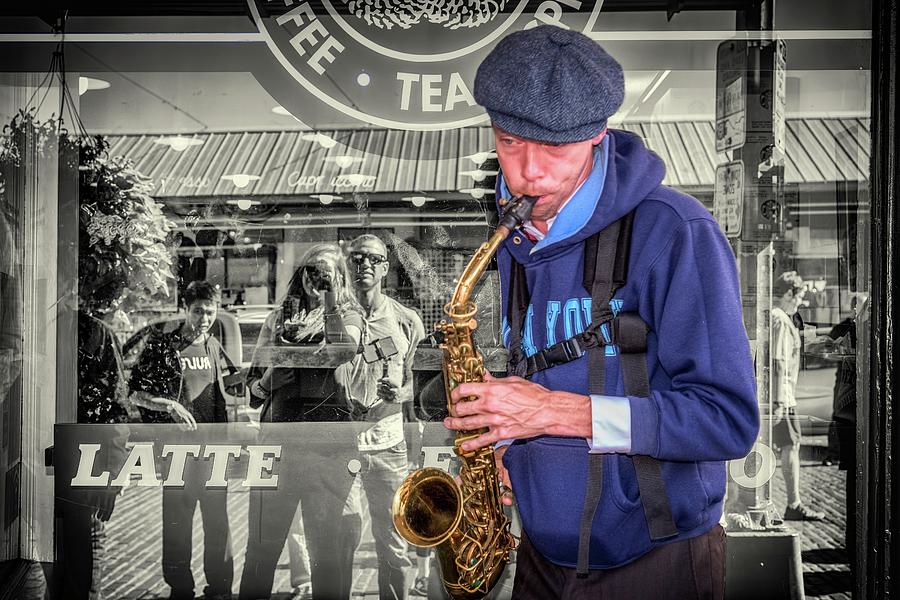 Street Musician at Starbucks Photograph by Spencer McDonald
