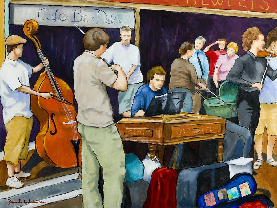 Figurative Painting - Street Musicians in Dublin by Brenda Williams Figurative Painting - Street Musicians in Dublin by Brenda Williams