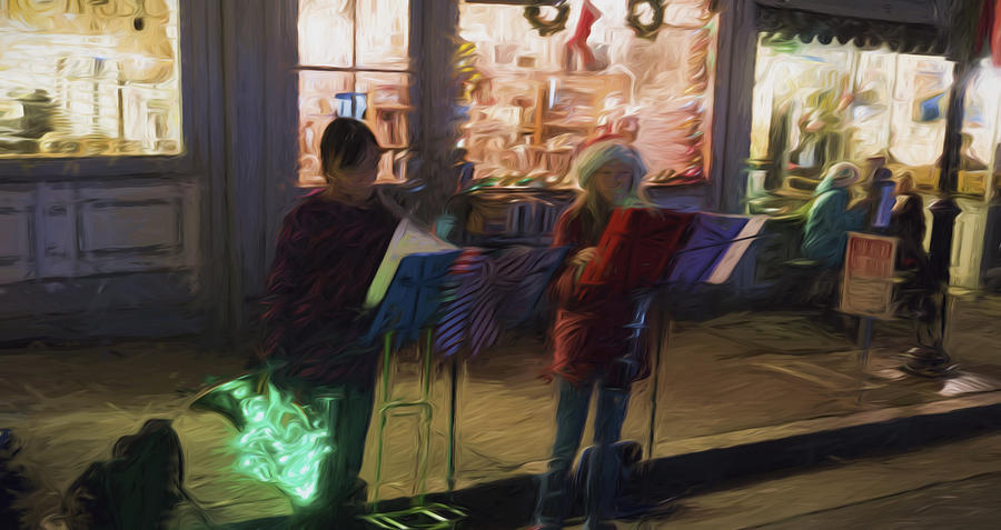 Street Musicians in Nevada City CA Digital Art by Cathy Anderson