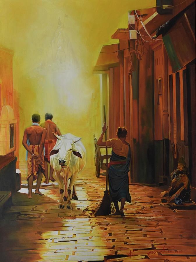 Street Of Banaras Painting
