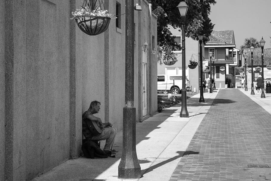 Street Player In Shade Photograph