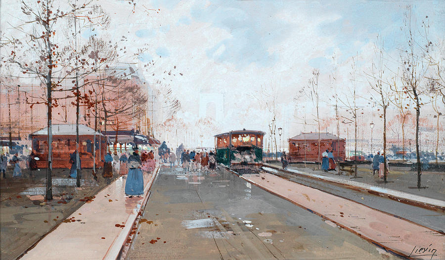 Paris Painting - Street scene by Eugene Galien-Laloue