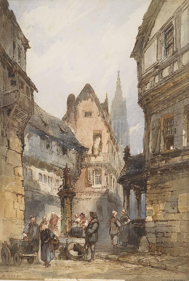 Street scene, France, by Paul Marny Painting by Celestial Images