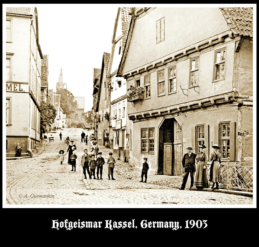 Street Scene, Hofgeismar Kassel, Germany, 1903, Vintage Photogra Photograph by A Macarthur Gurmankin