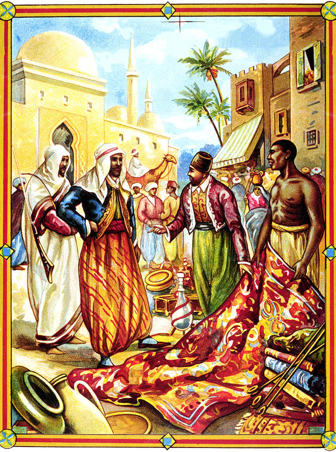 Street Scene In An Arab City - Arab Market - Persian Merchants - Vintage Advertising Poster Mixed Media