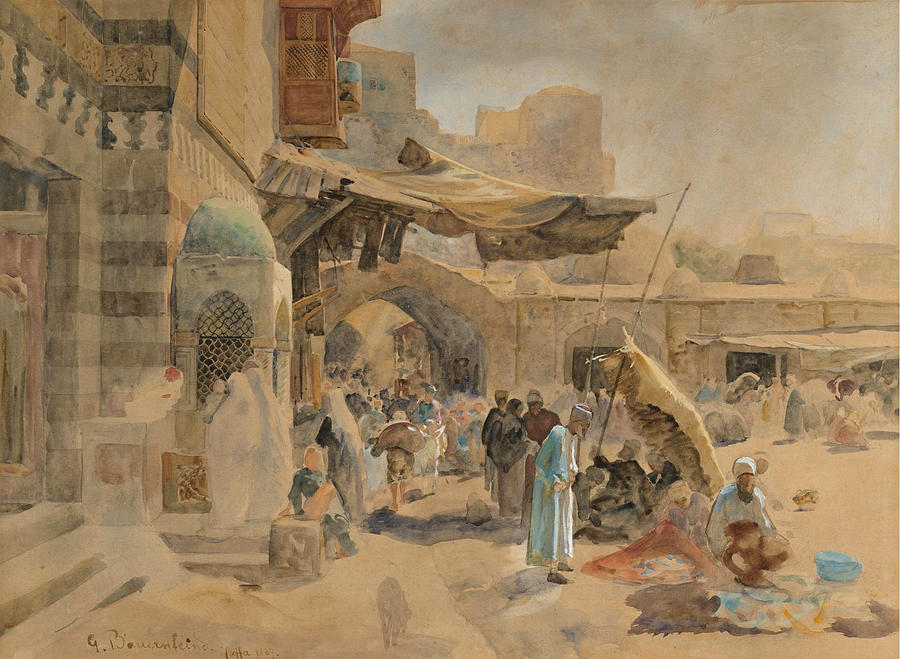 Street Scene in Jaffa Painting by Gustav Bauernfeind