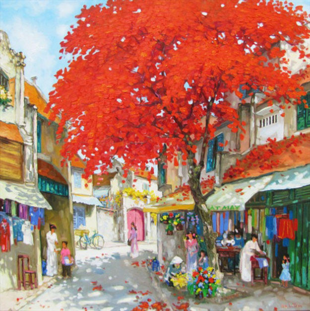 Street scene in Summer Painting by Manh Quang - Fine Art America