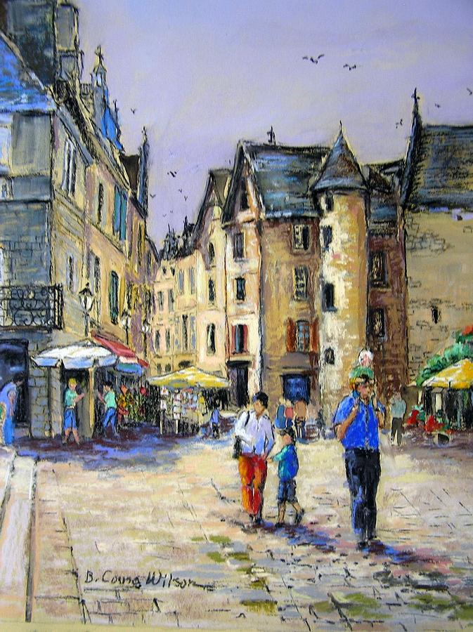 Street Scene Sarlat France Painting by Barbara Couse Wilson