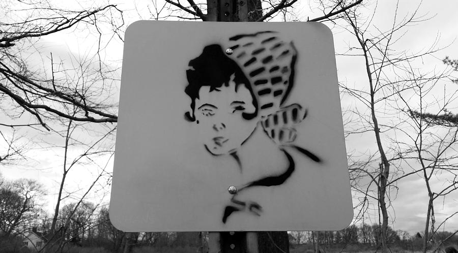 Street Sign Girl Nature B W Photograph by Rob Hans