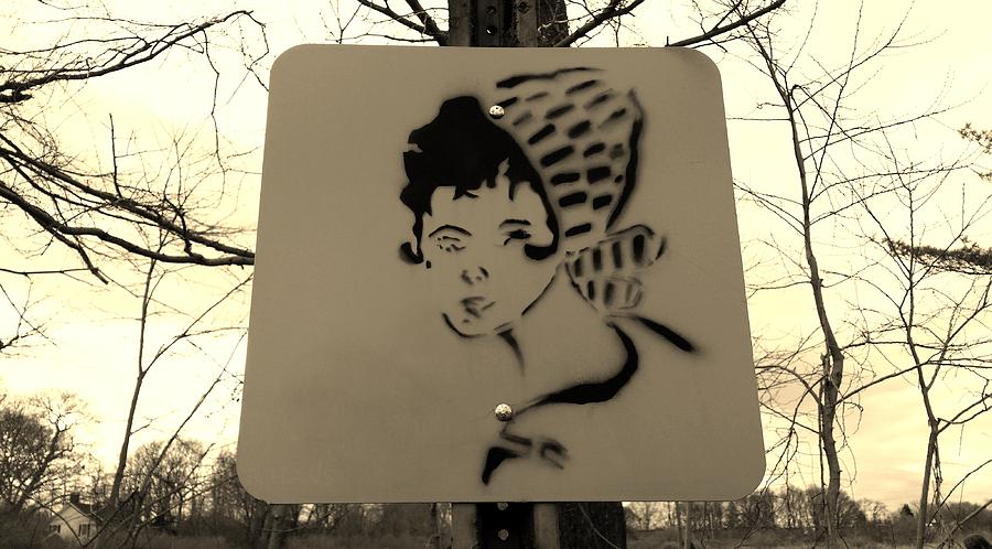 Street Sign Girl Nature Sepia Photograph by Rob Hans