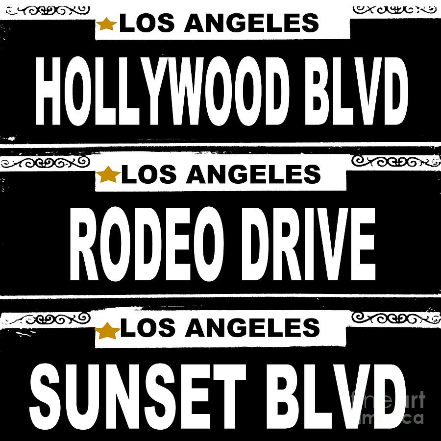 Hollywood Painting - Street Sign Scenes of Los Angeles by Saundra Myles