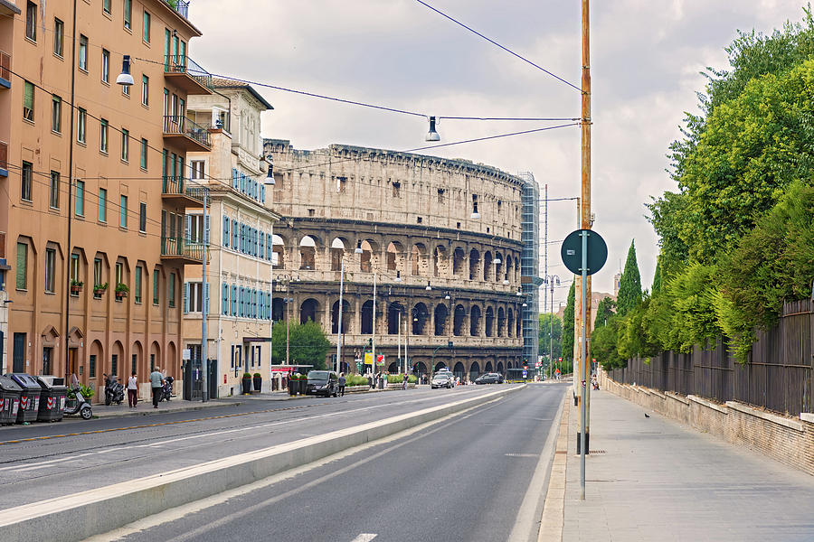 Street to Coliseum in Rome, Italy  Photograph by Marek Poplawski