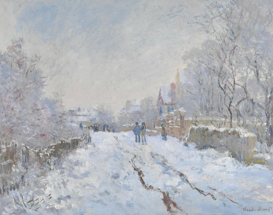 Street under snow, Argenteuil Painting by Claude Monet