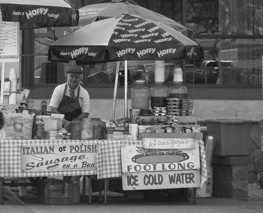 Black And White Photograph - Street Vendor II by Lin Haring