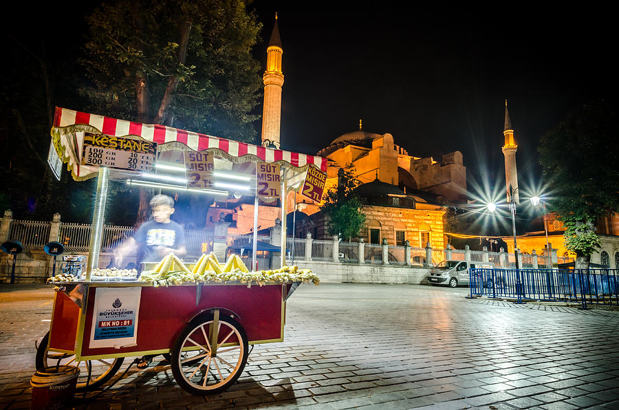 Street Vendor in Front of Aya Sofia Photograph by Anthony Doudt