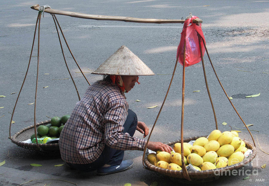 Street Vendor With Fruit Baskets Photograph