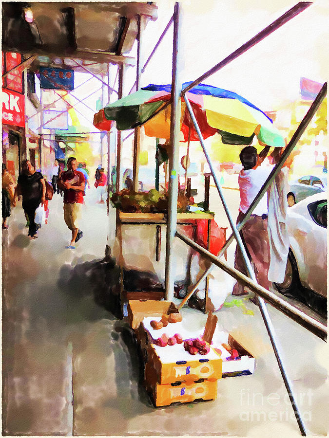 Street Vendors 2 Painting by Jeelan Clark