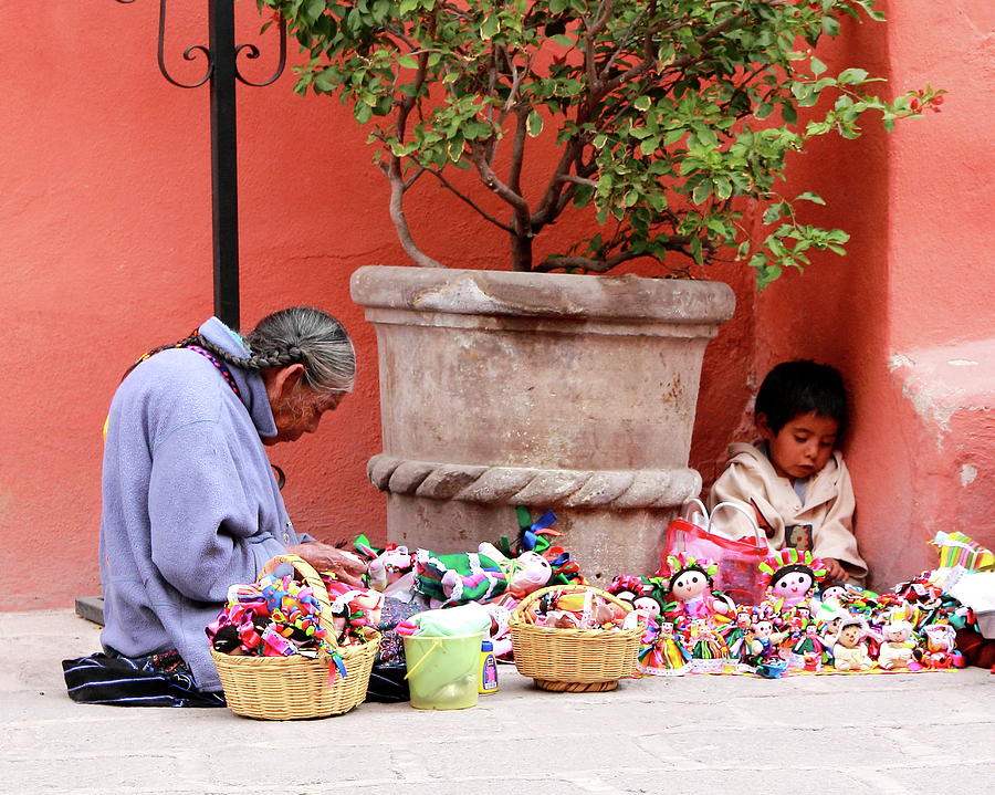 Street Vendors in San Miguel de Allende, Mexico Photograph by Robert McKinstry